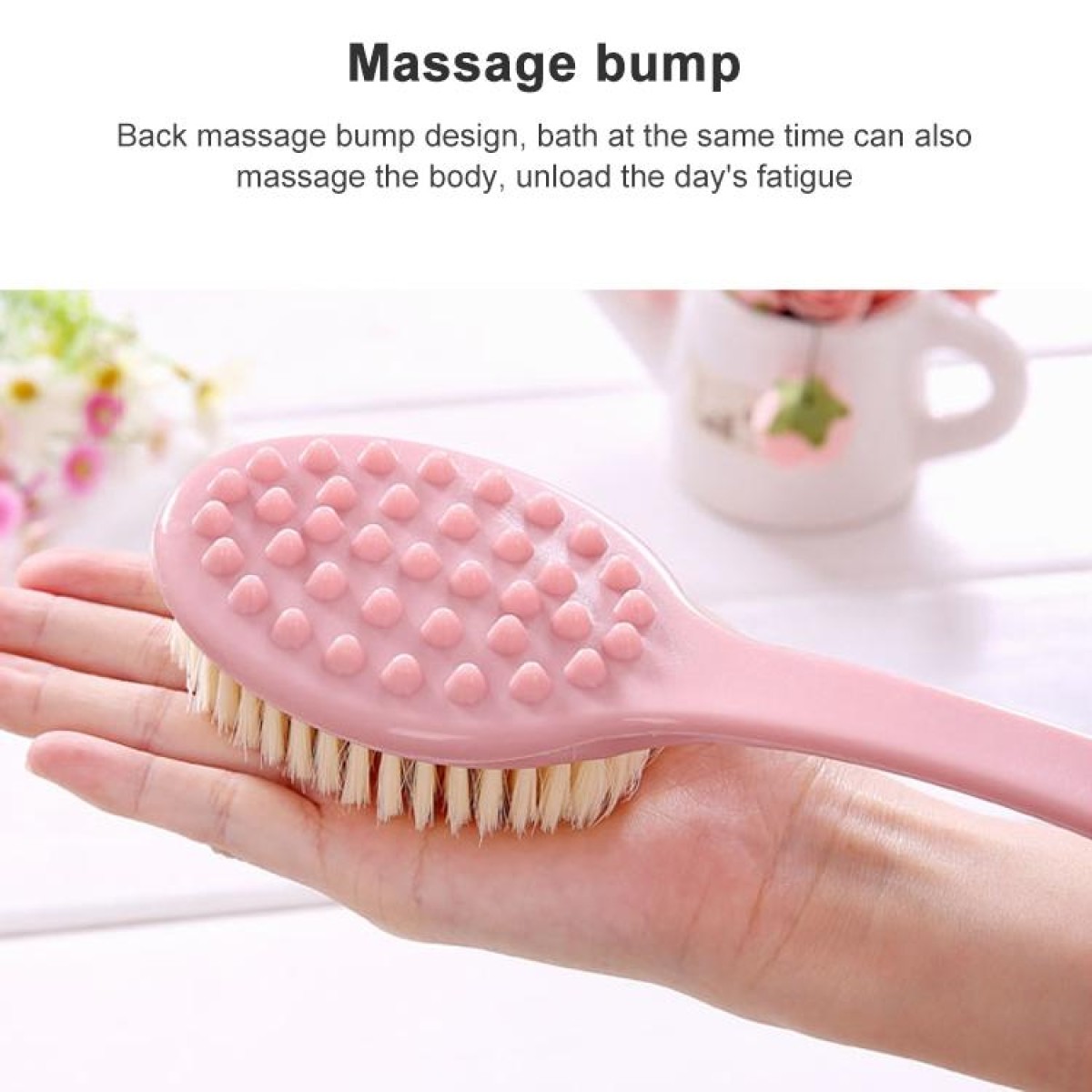 Long Handle Bath Brush Soft Hair Bath Brush with Massage Back Brush(Green)
