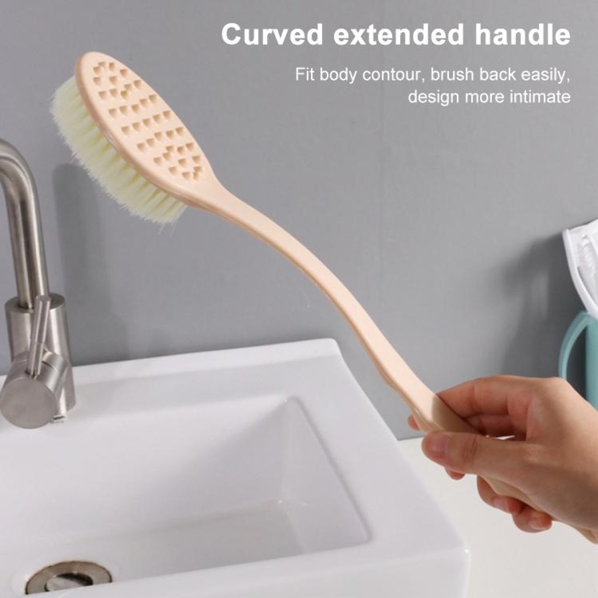 Long Handle Bath Brush Soft Hair Bath Brush with Massage Back Brush(Green)