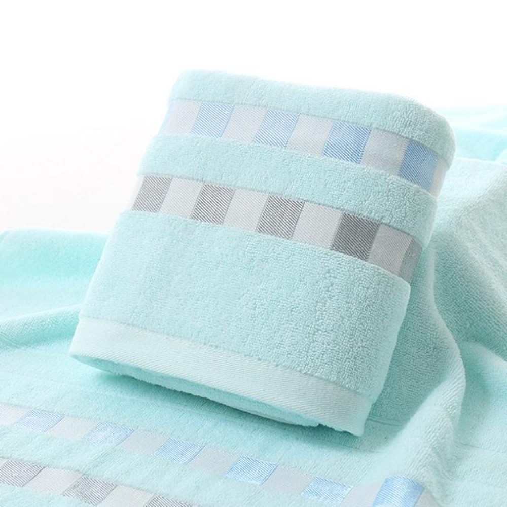 Cotton Plain Square Bath Towel Natural Environmental Protection Embroidered Bath Towel Household Towel(Light Blue)