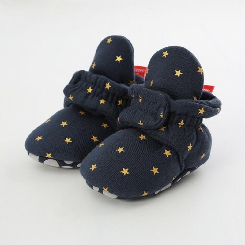 0-1 Year Old Spring and Autumn Knitted Baby Shoes Warm Toddler Cotton Shoes, Size:Inner Length 11cm(Blue Stars)