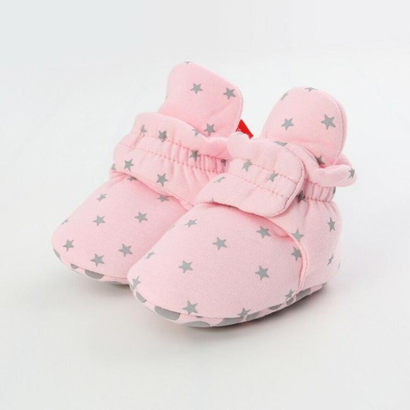 0-1 Year Old Spring and Autumn Knitted Baby Shoes Warm Toddler Cotton Shoes, Size:Inner Length 11cm(Pink Stars)