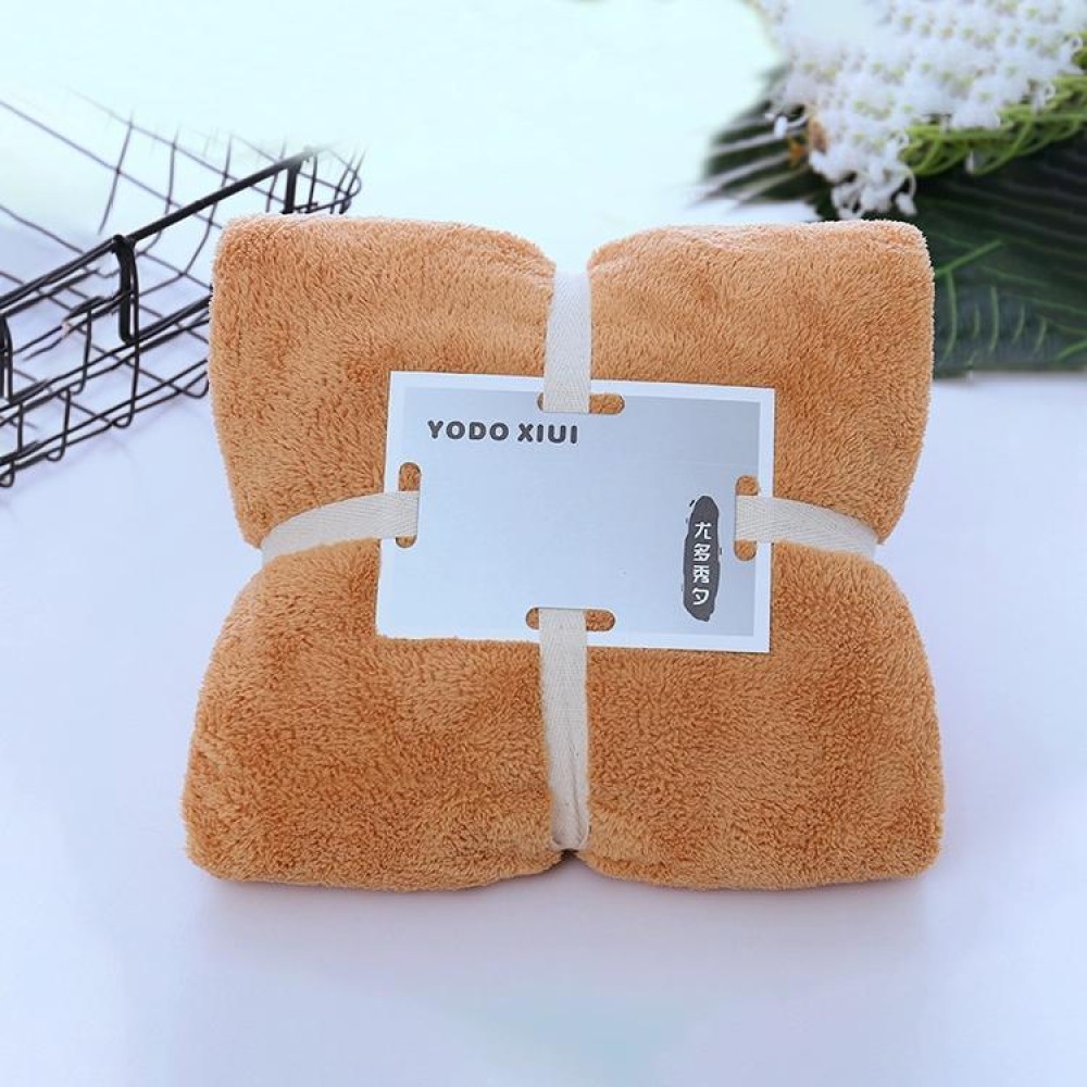 Cut Edge Towel Bath Towel Wavy Edge High Density Coral Fleece Super Absorbent Quick-drying, Size:70 ×140 cm(Coffee)