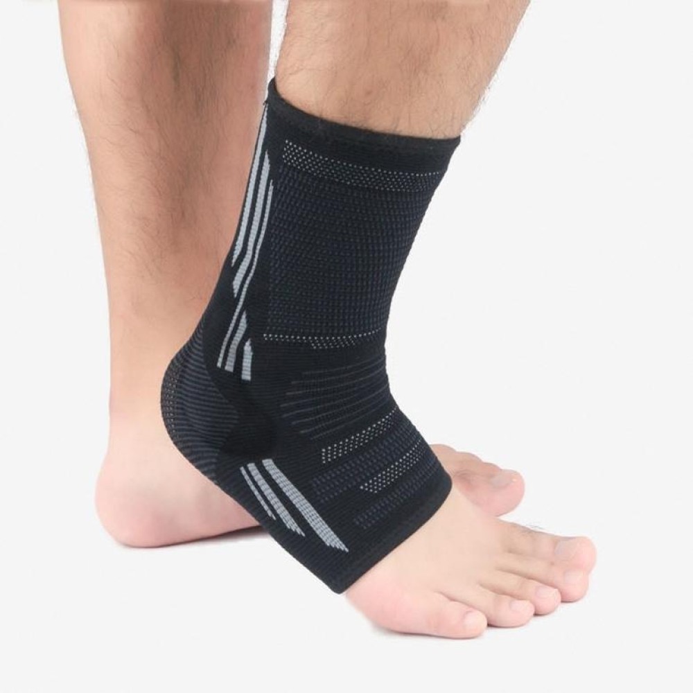 Anti-Sprain Silicone Ankle Support Basketball Football Hiking Fitness Sports Protective Gear, Size: M (Black Gray)