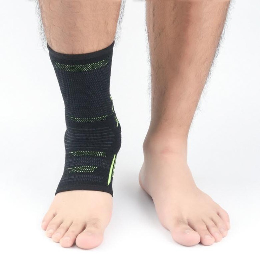 Anti-Sprain Silicone Ankle Support Basketball Football Hiking Fitness Sports Protective Gear, Size: XL (Black Green)