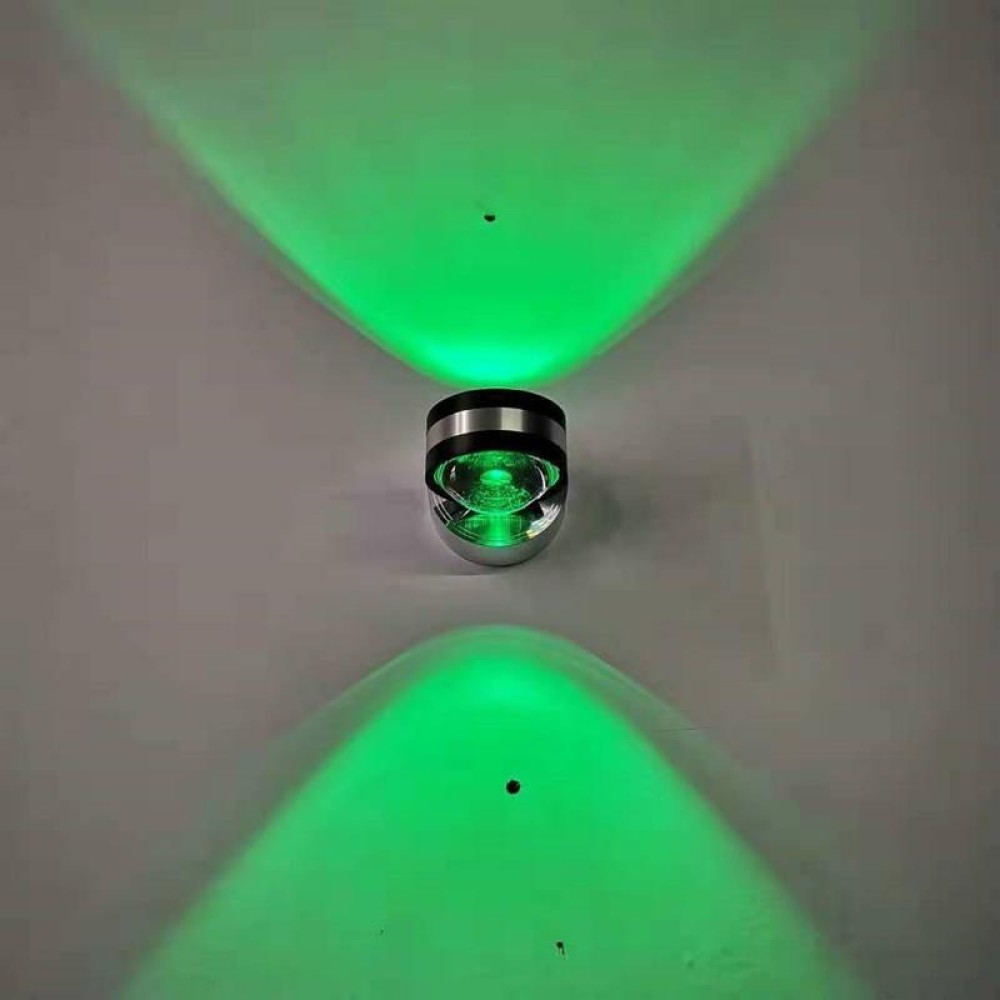 LED Up And Down Light Wall Light Double-Sided Crystal Aluminum Lights Upper Outlet, Power:2W(Green Light)
