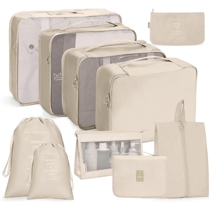10 In 1 Travel Storage Bag Set Folding Storage Bag( Beige)