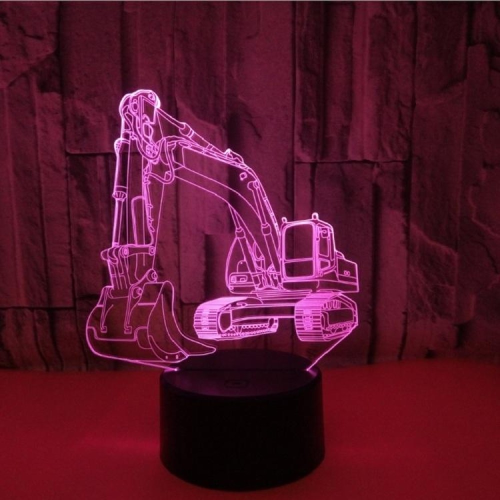 3W Excavator 3D Light Colorful Touch Control Light Creative Small Table Lamp with Black Base, Style:Touch Switch