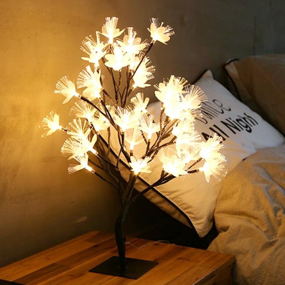 36 Lights Cherry Tree Lamp Table Lamp Room Layout Decoration Creative Bedside Night Light Gift, Style:Fiber Optic Black tree