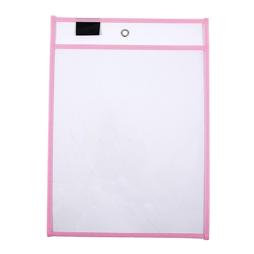 Erasable Hanging PVC A4 Transparent Sewing Red Document Dry Erase Bag, Size:21x30cm(Pink)
