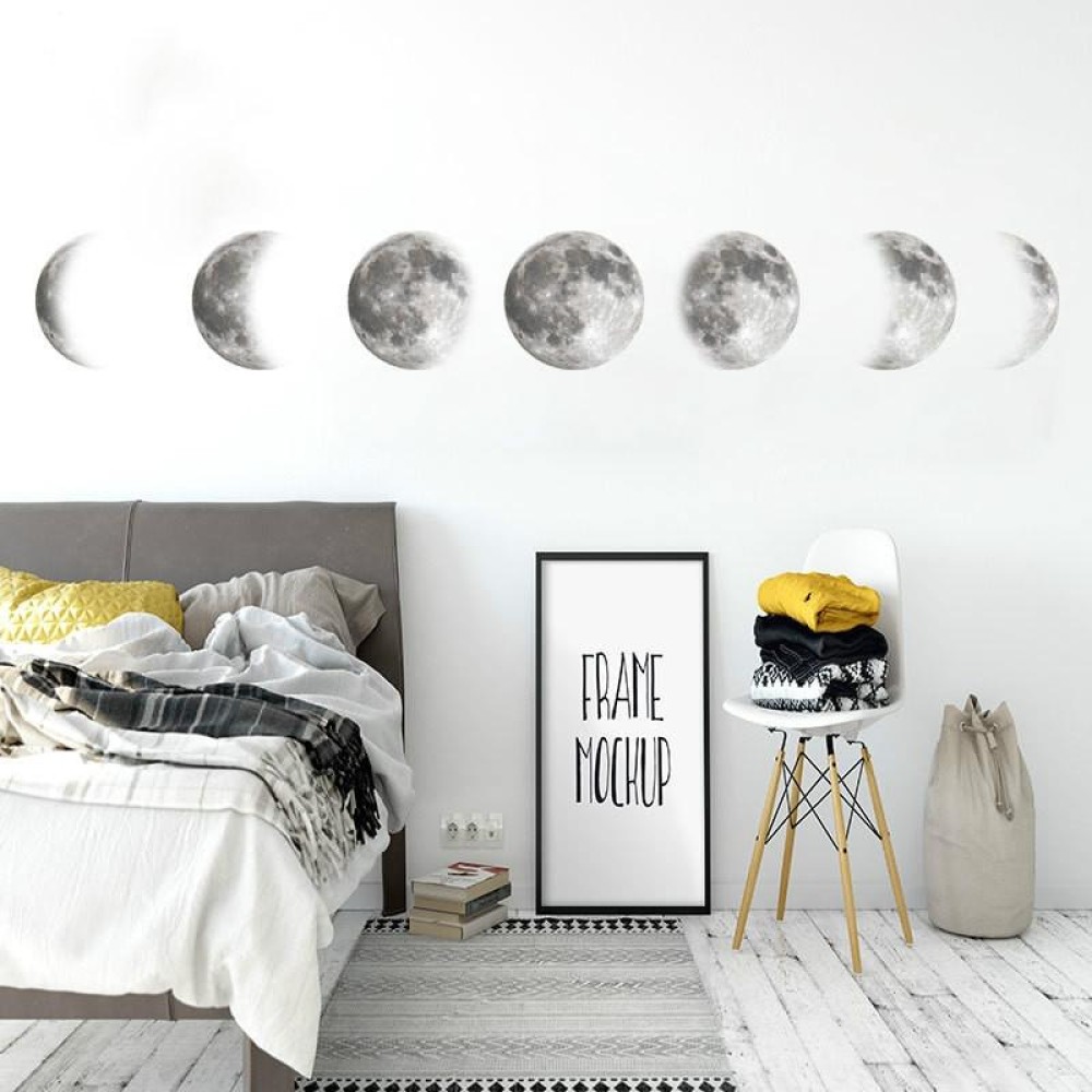 Inkjet Wall Stickers Moon Wallpaper Space Moon Wall Stickers Simple Crescent(Silver)
