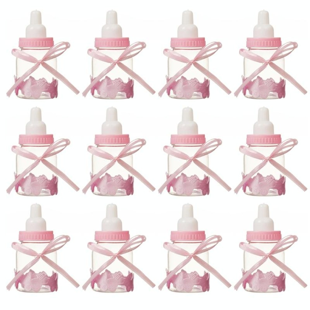 12 PCS Cute Nursing Bottle Wedding Candy Gift Box, Size:9x4cm(Pink)