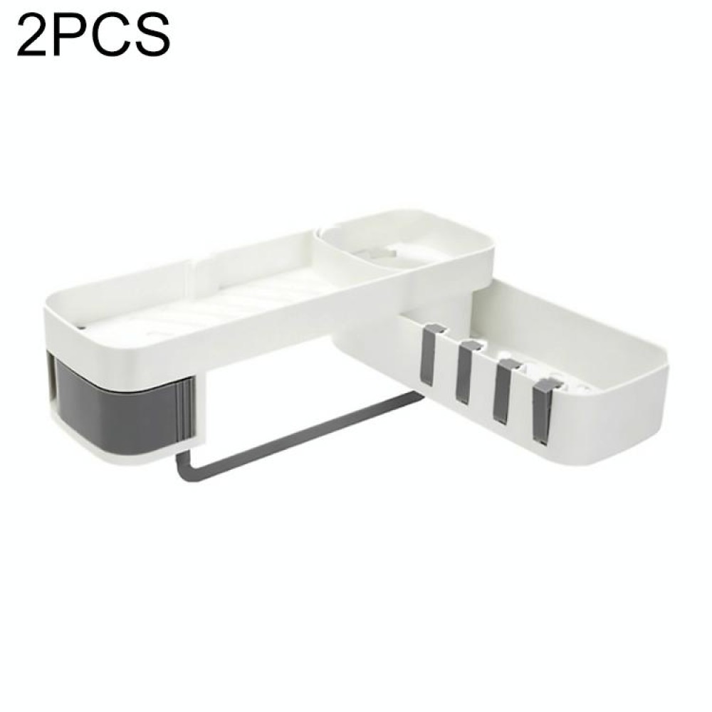 2 PCS Bathroom Accessories Shower Shelf Seamless Rotating Tripod Seamlessly Fixtures Storage Rack Kitchen Tripod(Gray)