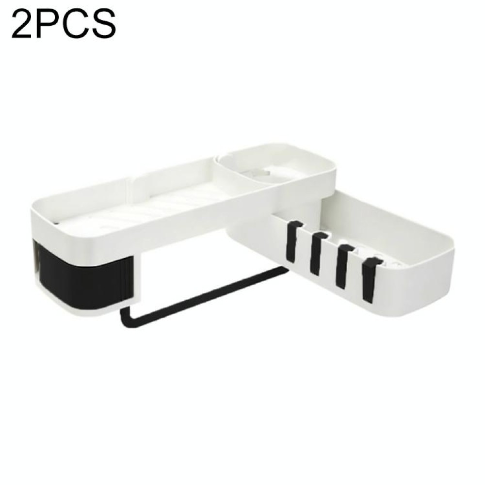 2 PCS Bathroom Accessories Shower Shelf Seamless Rotating Tripod Seamlessly Fixtures Storage Rack Kitchen Tripod(Black)