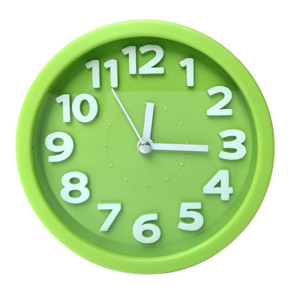 Round 12cm Candy Color Stereo Digital Silent Alarm Clock Children Student Alarm Clock(Green)