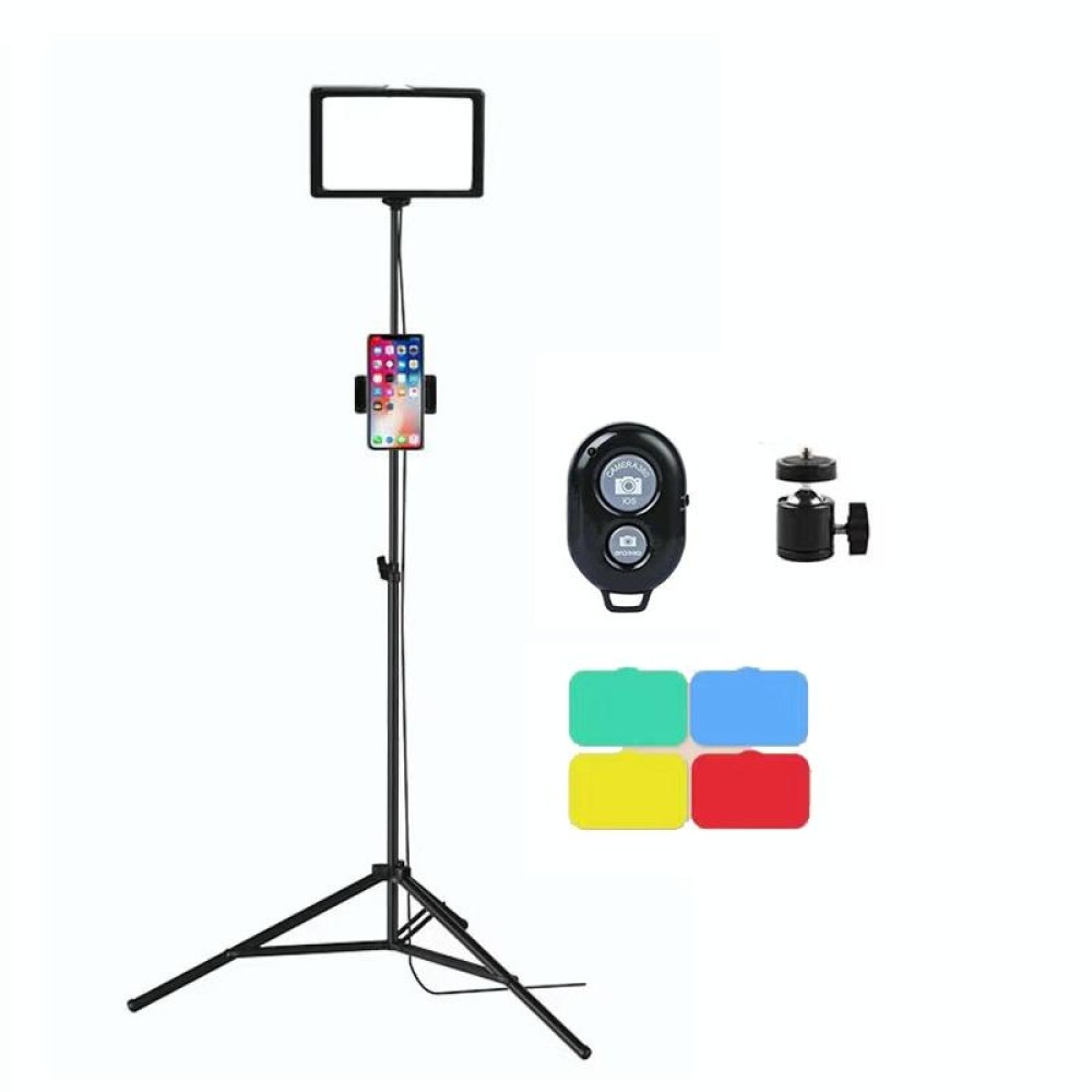 6 Inch 3200-5500K Three-color Temperature Photography Flat-panel Live Fill Light,Spec: 2.1m Bracket+Bluetooth RC