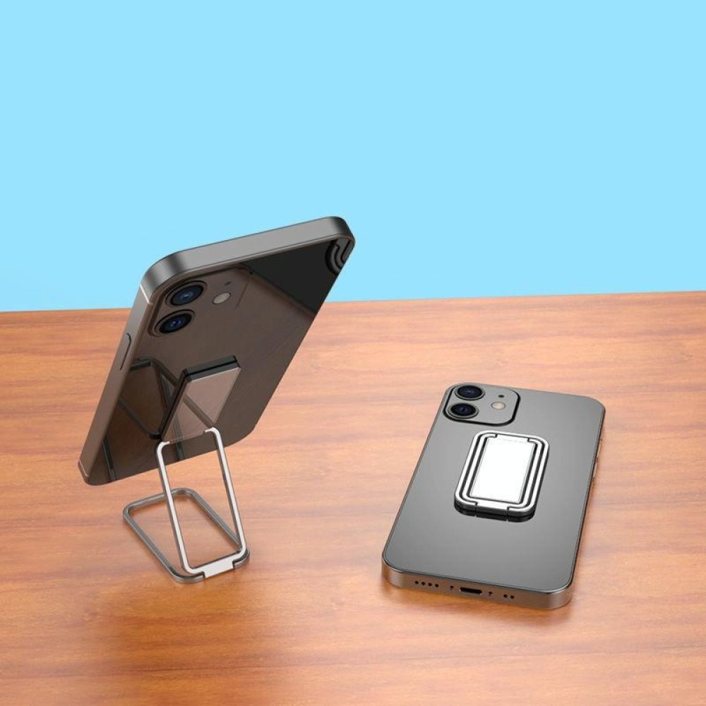 Metal Car Mobile Phone Folding Bracket Ring Buckle Paste Bracket,Style: Square(Silver)