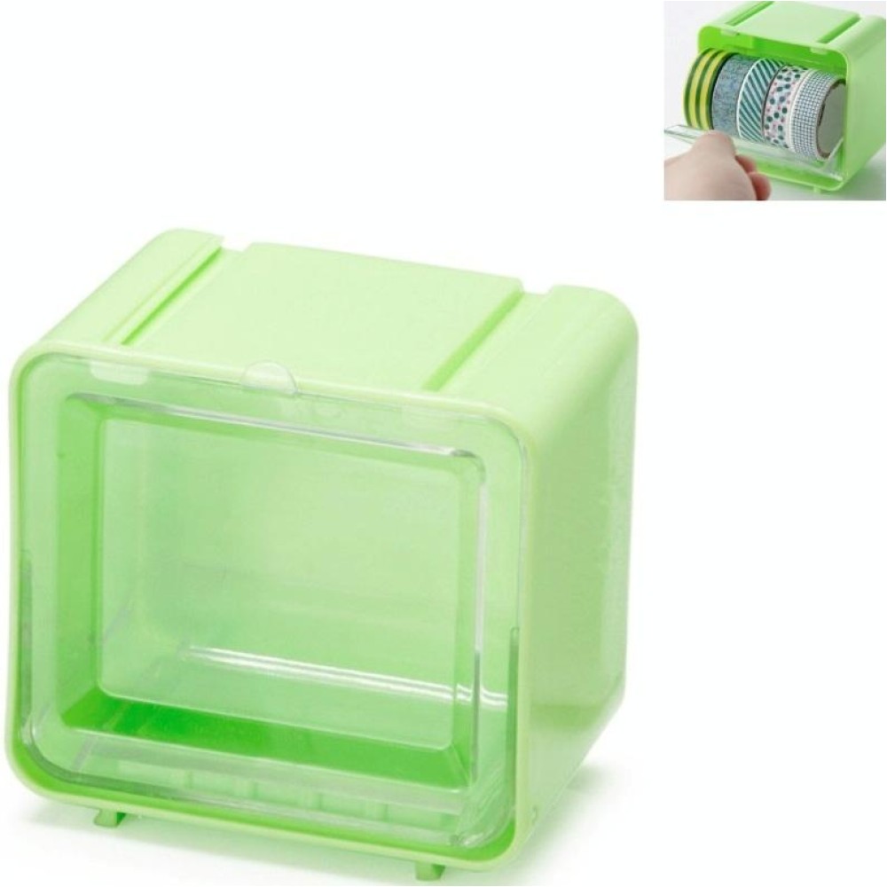 Tape Storage Box Cutter Desktop Stationery Storage Box(Green)