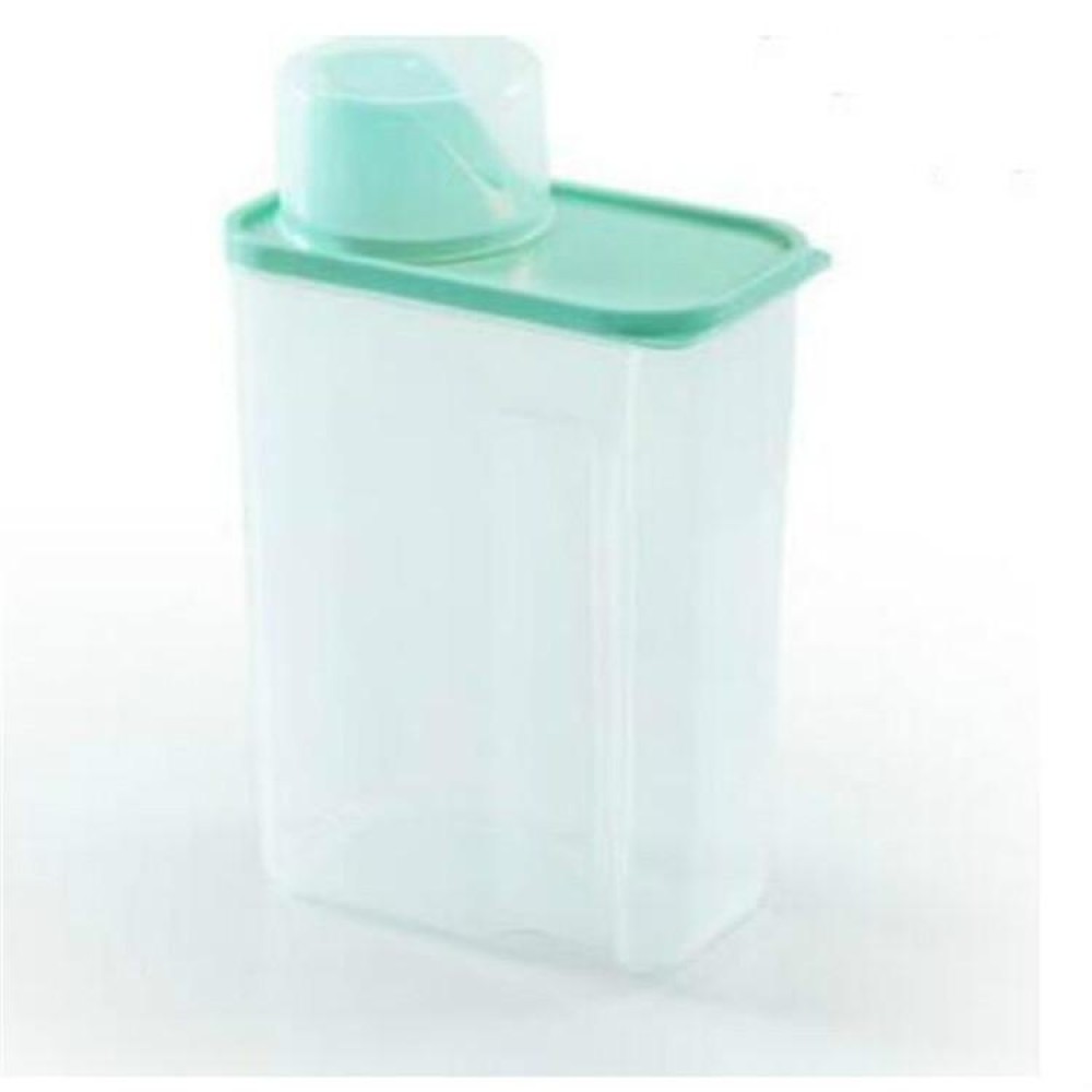3L Household Plastic Transparent Washing Powder Storage Box Storage Container( Green)