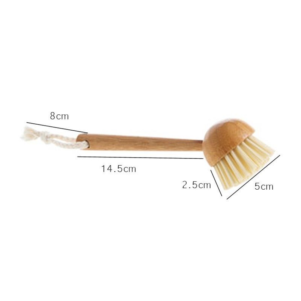Home Kitchen Wooden Non-sticky Oil Washing Pot Brush Long Handle Dish Brush