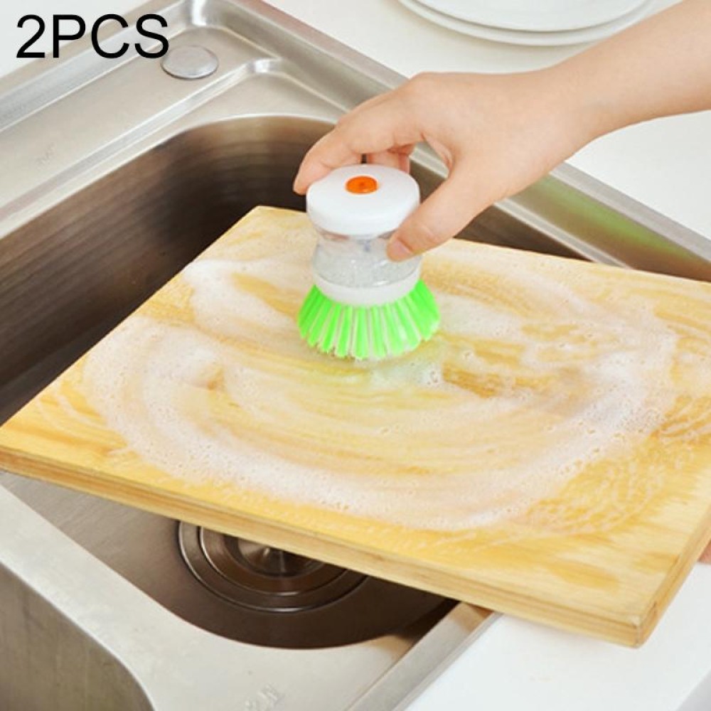 2 PCS Kitchen Washing Utensils Pot Dish Brush with Washing Up Liquid Soap Dispenser, Random Color Delivery