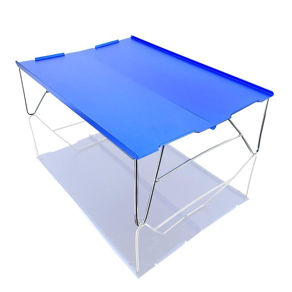 Outdoor Portable Mini Aluminum Table Ultralight Folding Picnic Table Camping Self-Driving Fishing Barbecue Small Coffee Table(Blue)