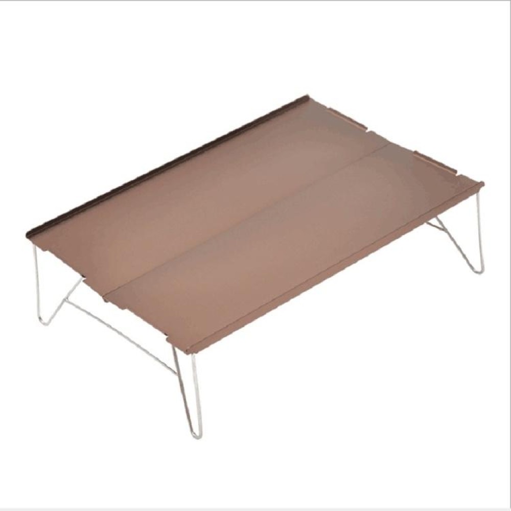 Outdoor Portable Mini Aluminum Table Ultralight Folding Picnic Table Camping Self-Driving Fishing Barbecue Small Coffee Table(Brown)