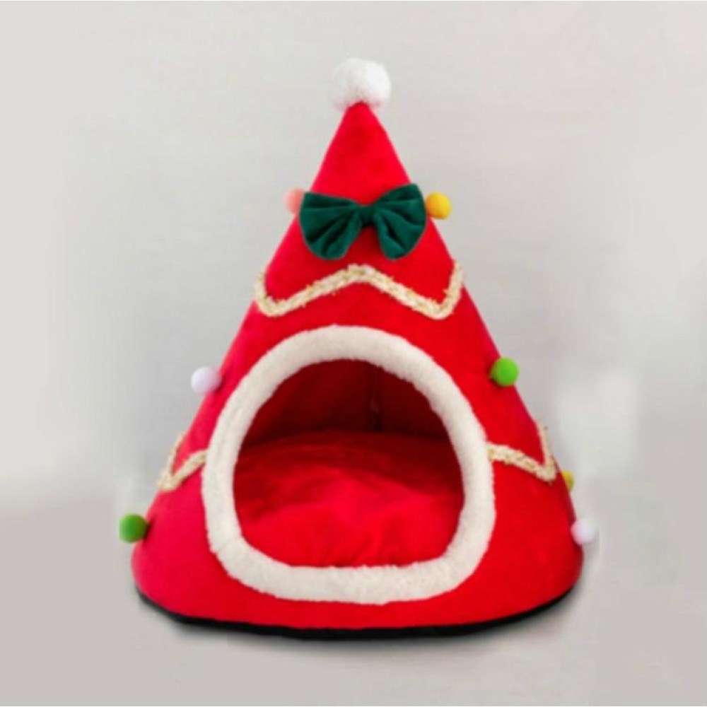 Three-dimensional Sponge Christmas Hat Shaped Pet Bed Nest Warmth Supplies, Size:Large 55x65cm(Red)
