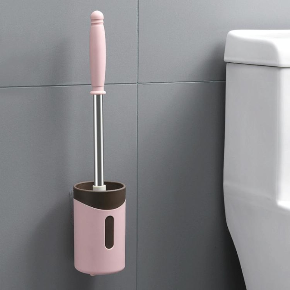 Stainless Steel Wall-mounted Home Soft Brush Toilet Brush(Pink)