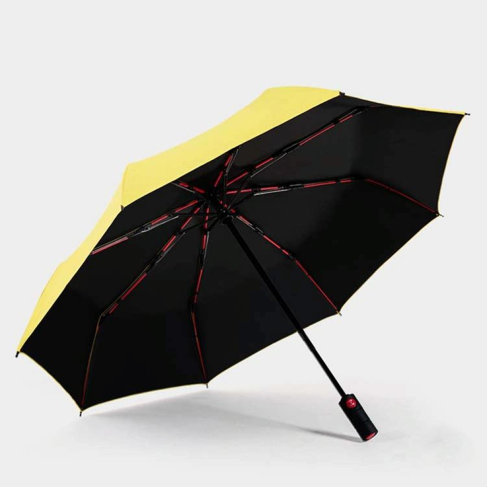 Men's Wind Resistance Tri-fold 10 Bone Fiber Skeleton Automatic All-weather Umbrella(Yellow)
