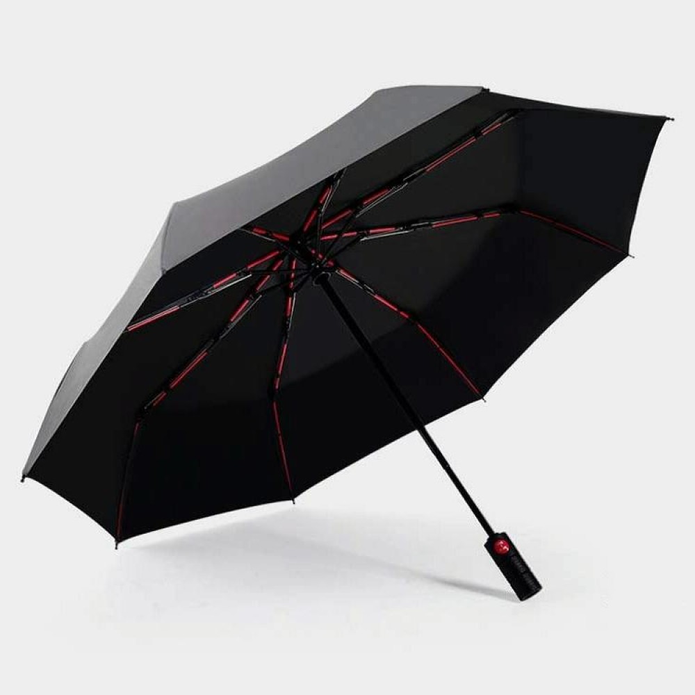 Men's Wind Resistance Tri-fold 10 Bone Fiber Skeleton Automatic All-weather Umbrella(Gray)