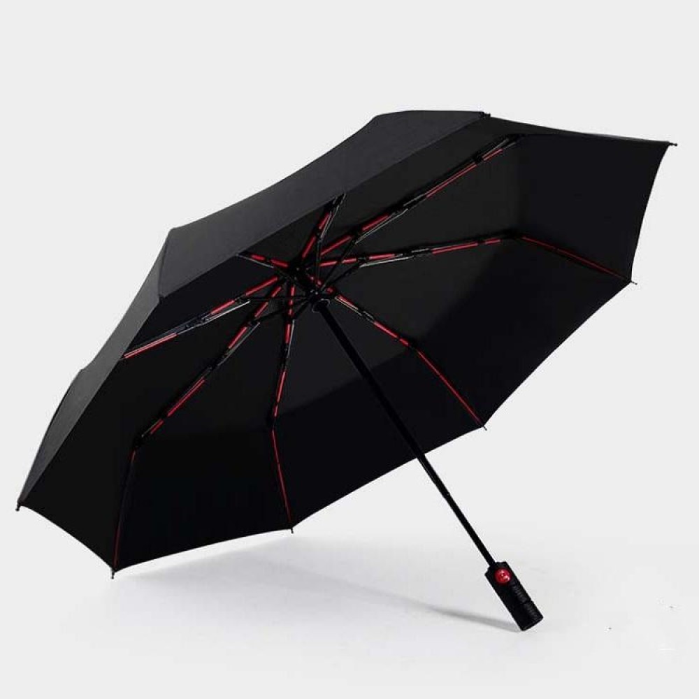 Men's Wind Resistance Tri-fold 10 Bone Fiber Skeleton Automatic All-weather Umbrella(Black)