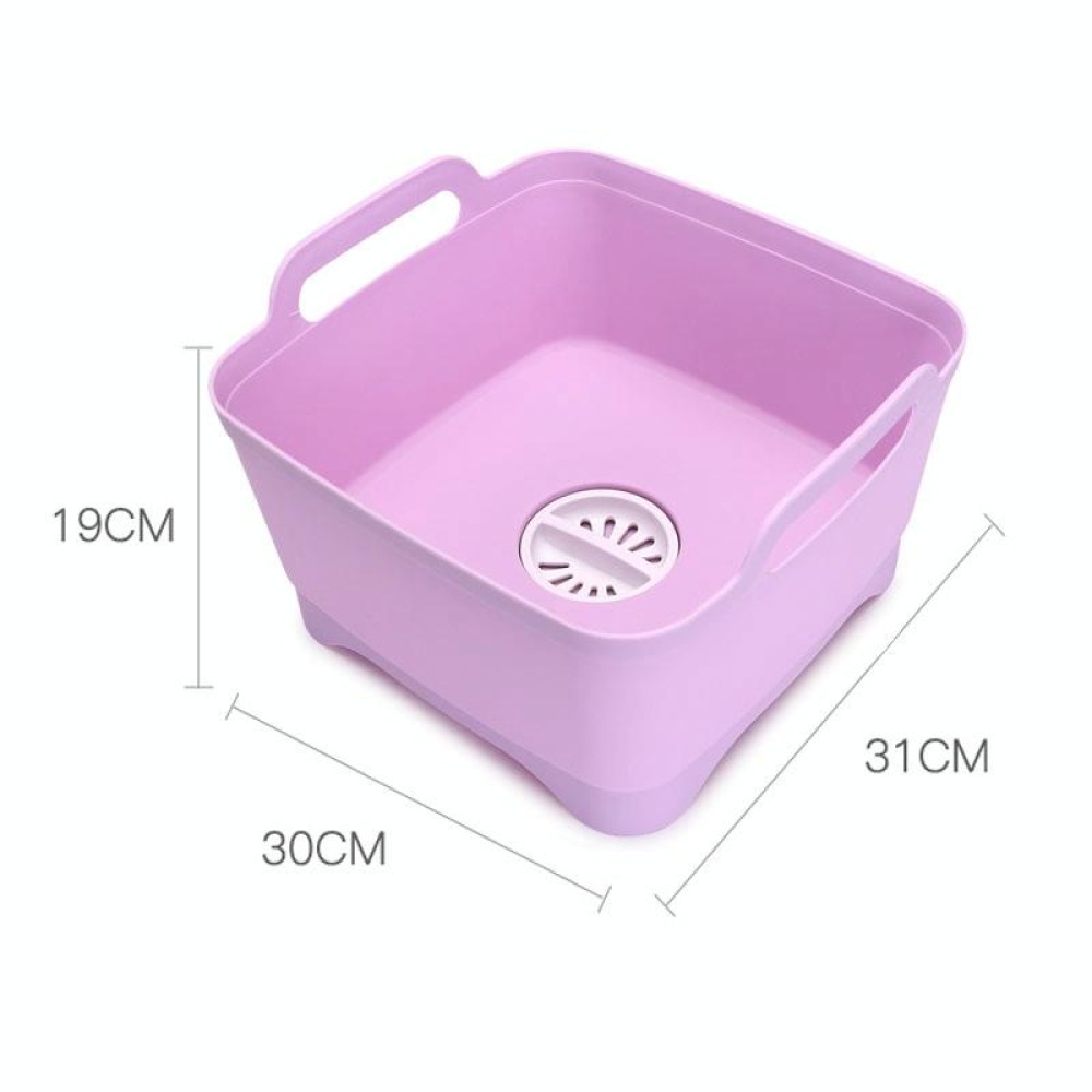 2 PCS Multifunctional Mobile Sink Kitchen Plastic Vegetable Washing Basket Fruit And Vegetable Storage Drain Basket(Purple)