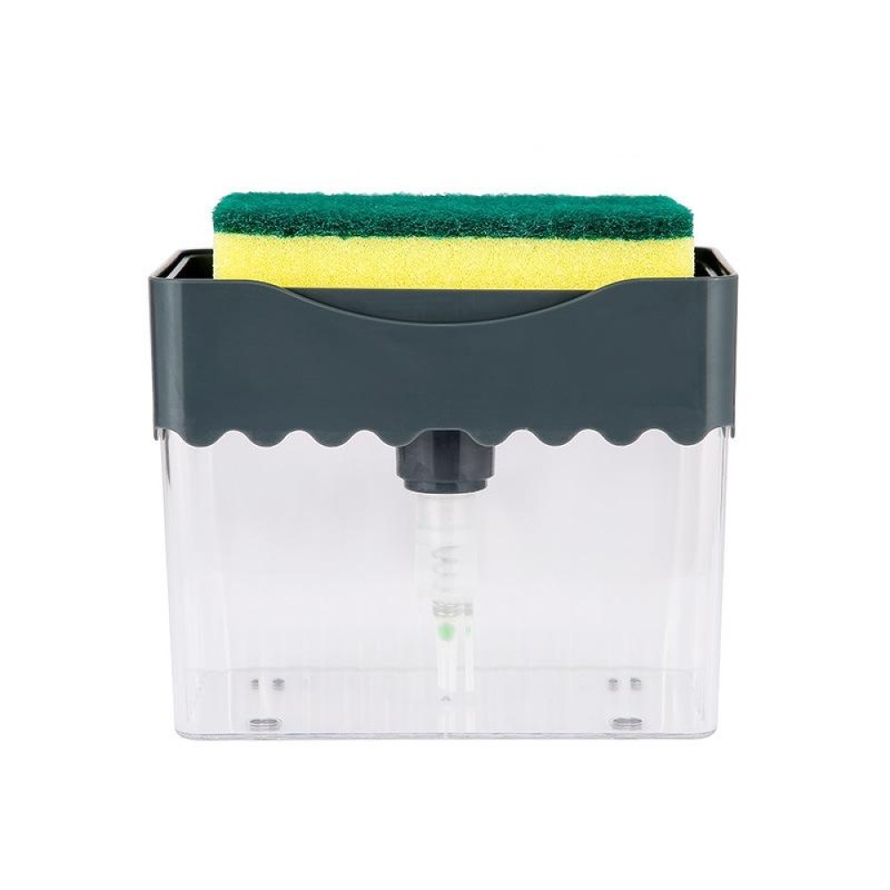 Cleaning Cloth Dishwashing Brush Liquid Box Kitchen Brush Detergent Mixer Press Plastic Soap Box(Dark Gray)