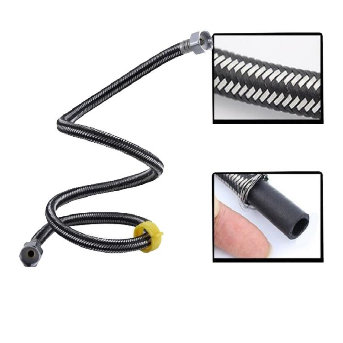 304 Stainless Steel Metal Weave High-pressure Explosion-proof Hot And Cold Water Inlet Hose, Size:80 cm