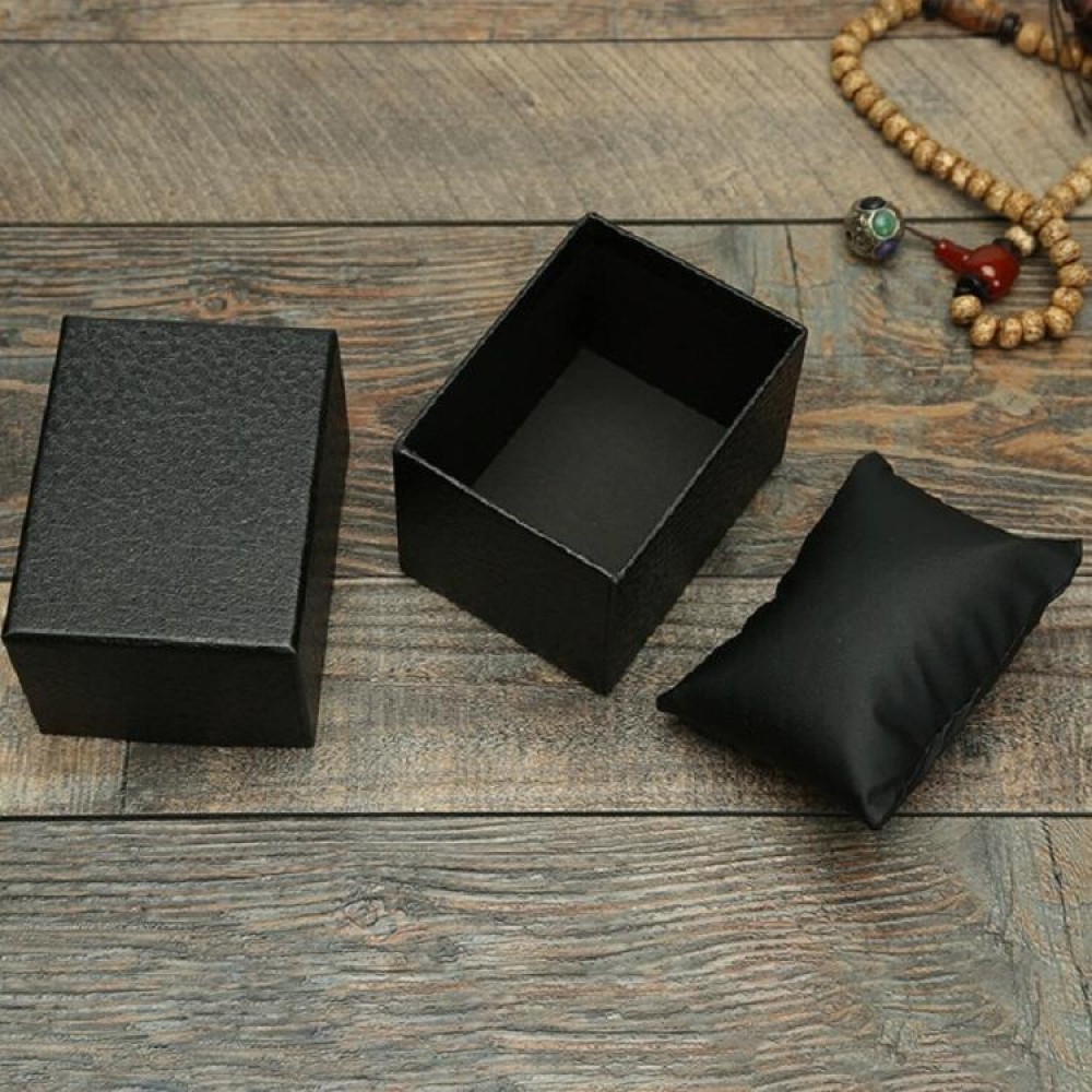 Litchi Texture Watch Box Jewelry Gift Box Earring Necklace Jewelry Watch Packaging Box, Color:Black