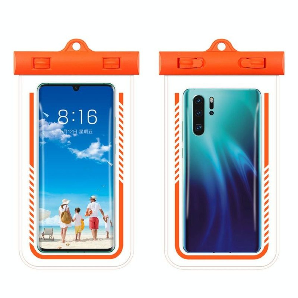 2PCS Diving Swimming Transparent TPU Mobile Phone Waterproof Case(Orange)