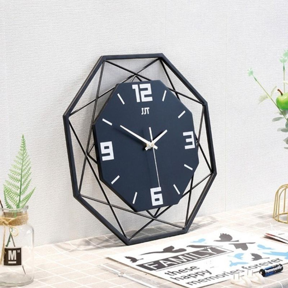 Living Room Creative Wall Clock Home Metal Decorative Quartz Clock, Size:35X35CM(Black)