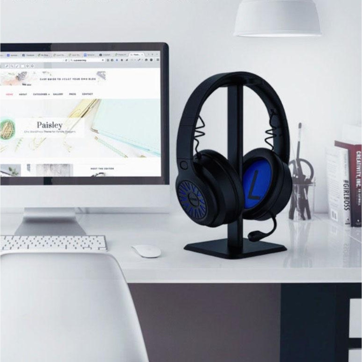 Headphone Holder Internet Cafe Headset Display Stand( Black )