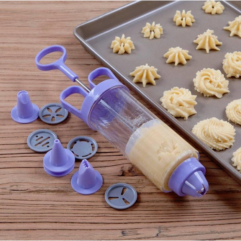 Cookie Gun + 8 Mouth + 10 Flower Piece Set Biscuit Mold Squeeze Cream Baking Tool