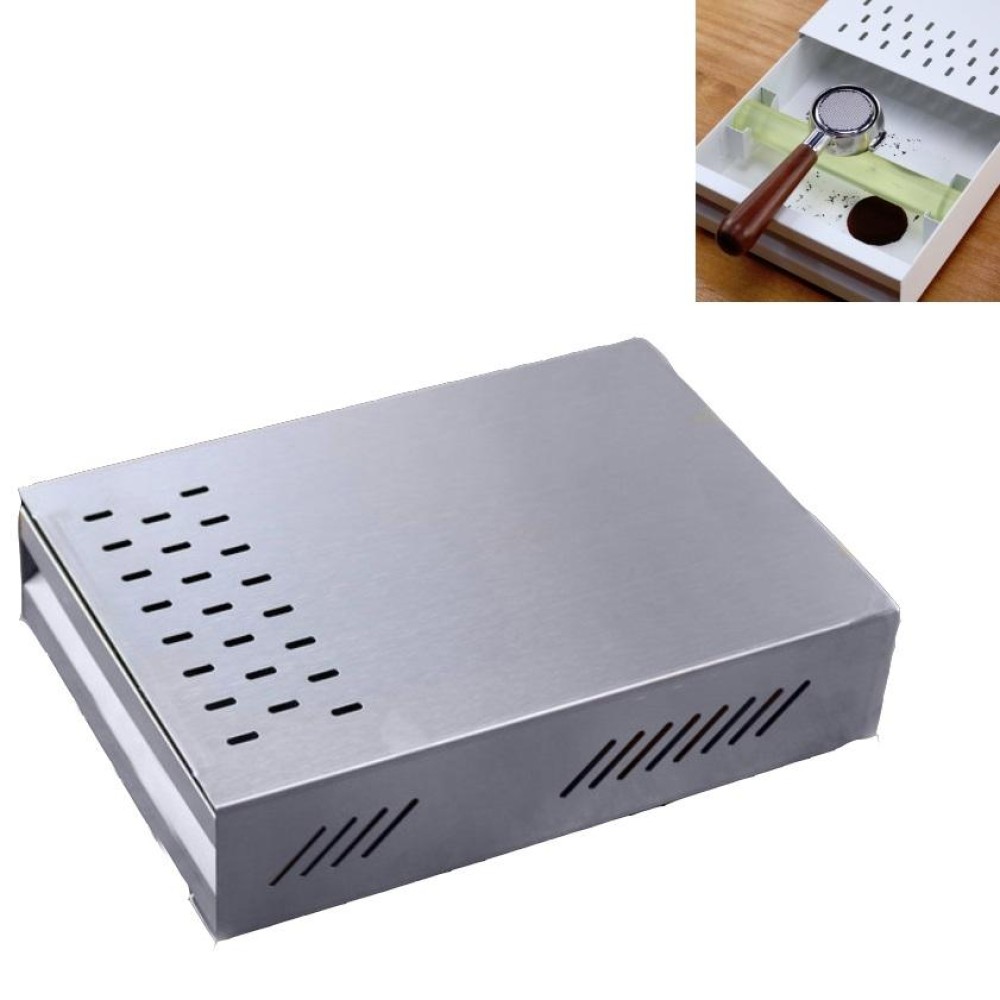 Stainless Steel Drawer Type Coffee Grounds Box Coffee Machine Supporting Equipment(Steel Color)