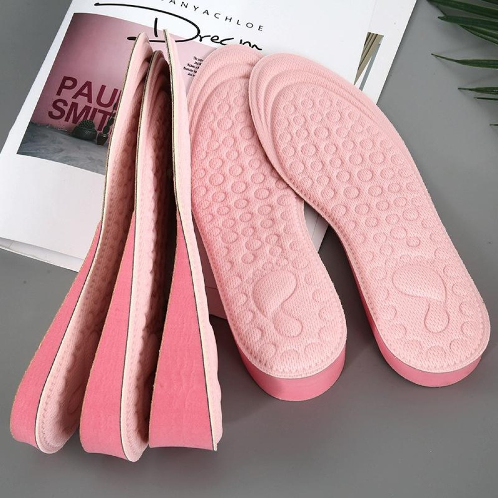 2 Pairs Massage Inner Heightening Insoles Men and Women EVA Breathable Sports Heightening Shoes Full Pad, Size: 39-40(Pink 1.5cm)