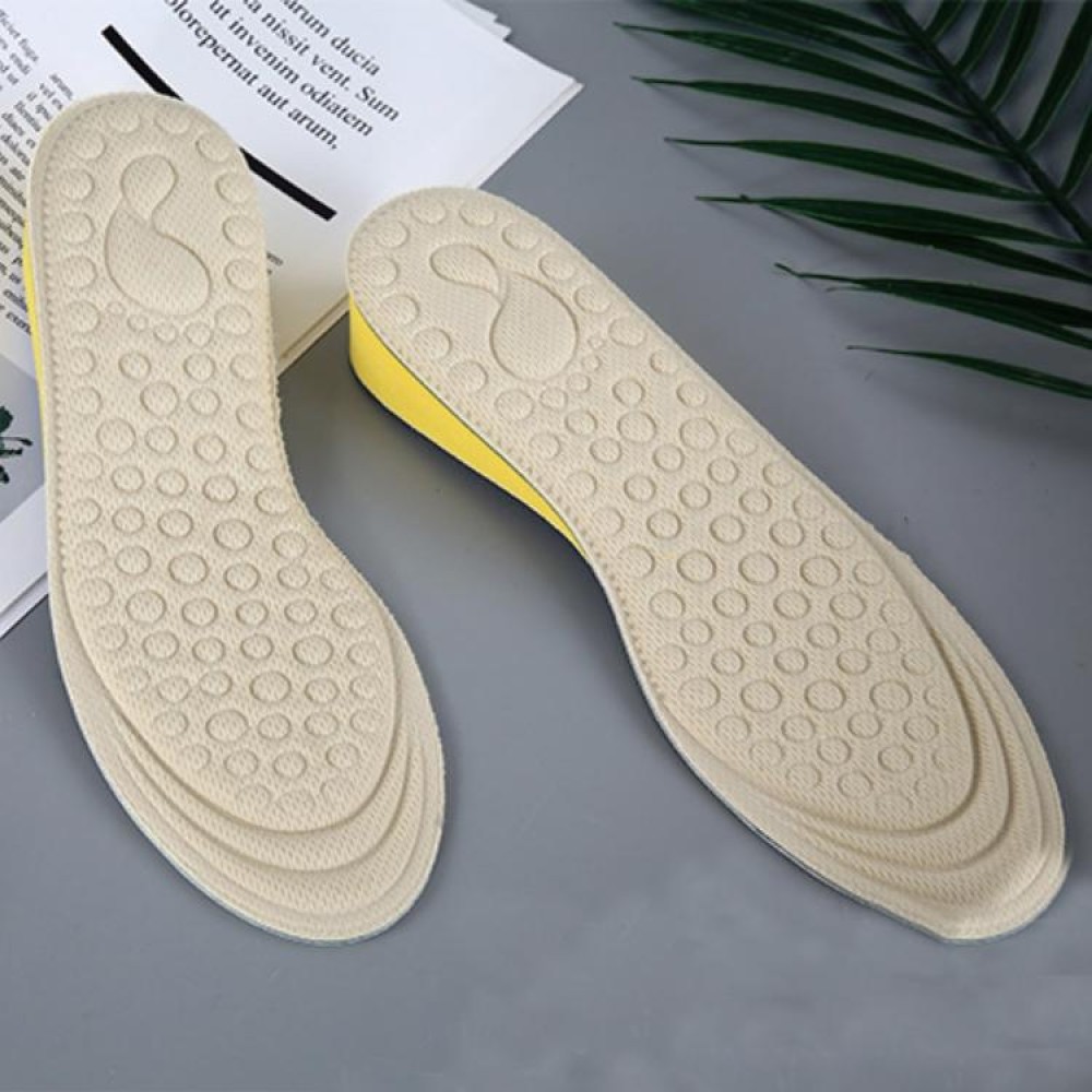 2 Pairs Massage Inner Heightening Insoles Men and Women EVA Breathable Sports Heightening Shoes Full Pad, Size: 39-40(Beige 1.5cm)