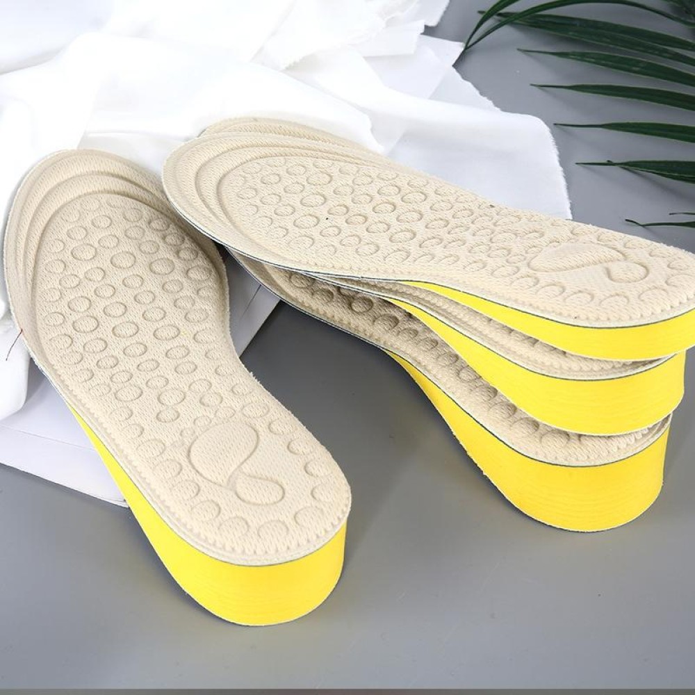 2 Pairs Massage Inner Heightening Insoles Men and Women EVA Breathable Sports Heightening Shoes Full Pad, Size: 39-40(Beige 3.5cm)