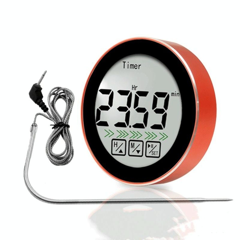 3 in 1 Room Temperature Measurement + Probe Food Measurement + Countdown Function Multifunctional Thermometer(Red)