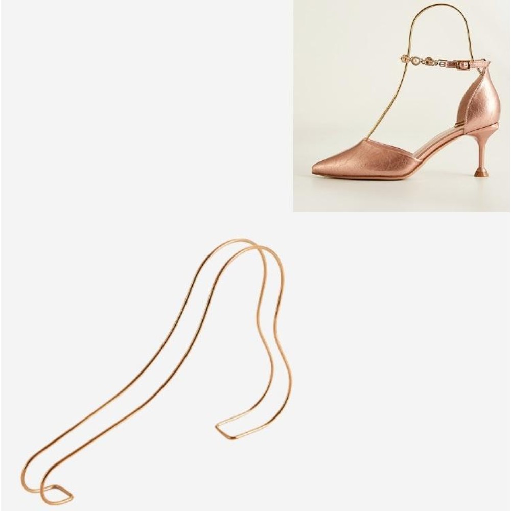 2 PCS Stainless Steel High Heels Display Stand Metal Elastic Shoe Support Shoe Support Bracket, Colour: Rose Gold