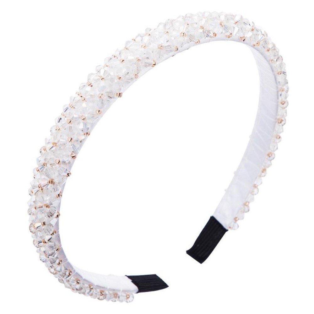 2 PCS Handmade Fine-edged Fabric Headband Crystal Headband(White)
