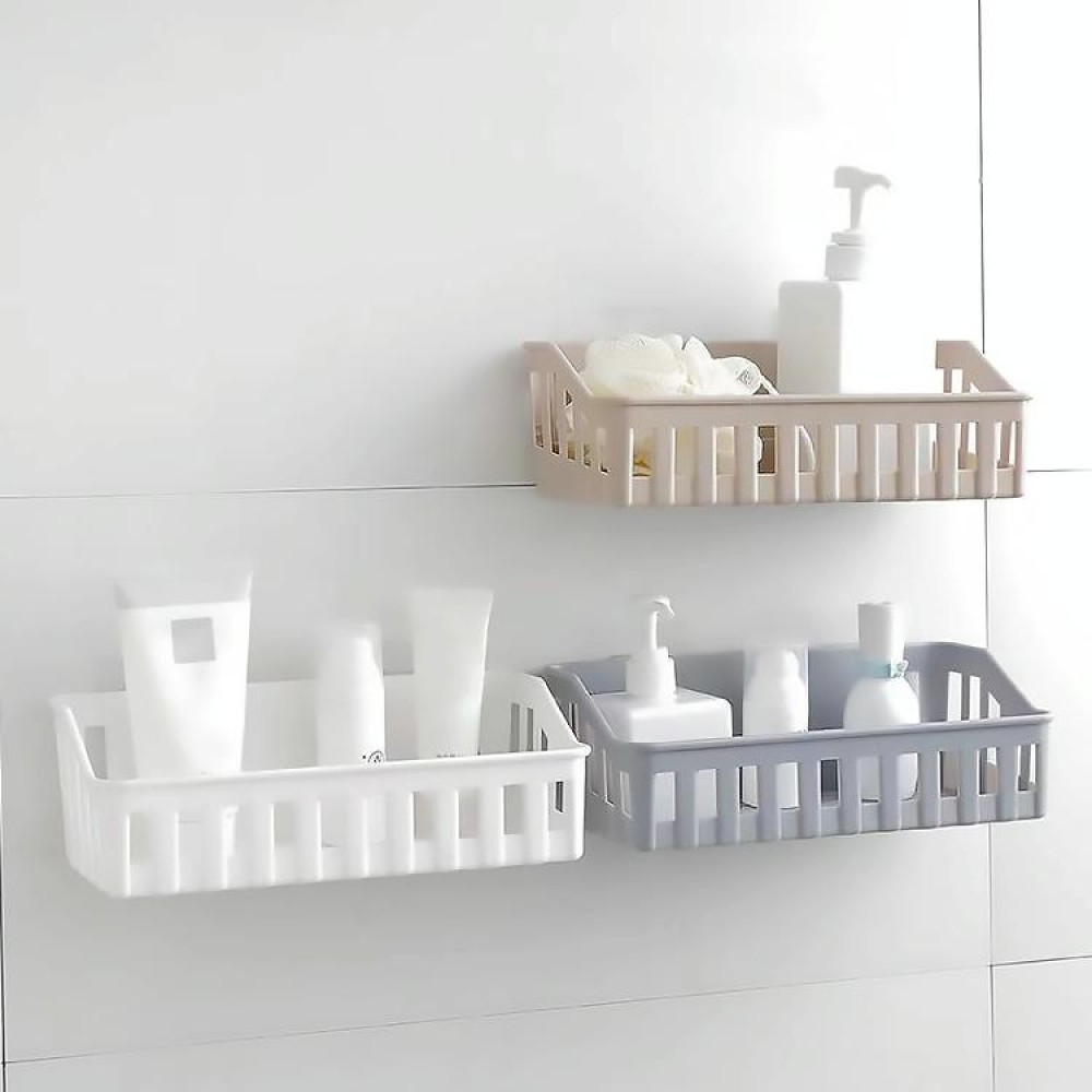 5 PCS Bathroom Shelf hole-free Wall Hanging Seamless Storage Basket(Plain Gray)