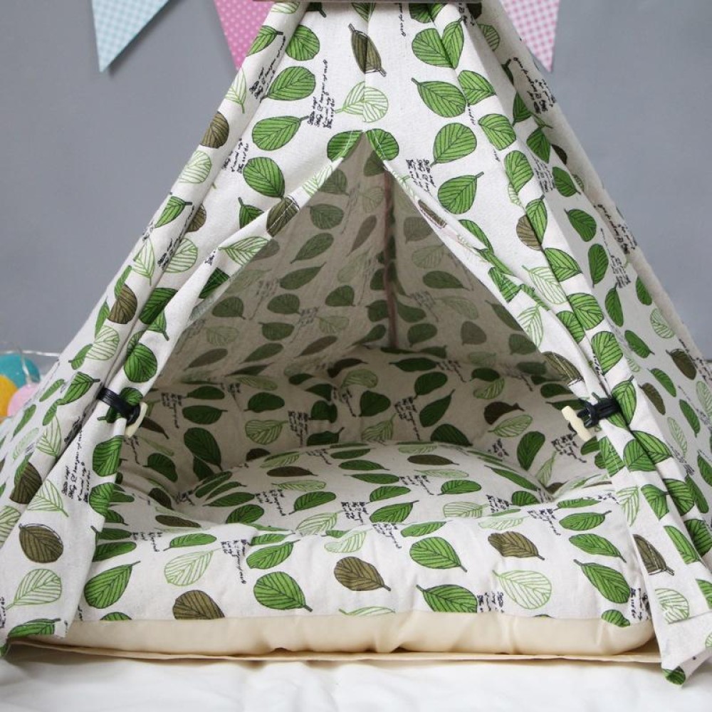 Pet Tent Lime Leaf Kennel Pet Bed, Specification: Medium 50×50×60cm(Green Leaves with Cushion)