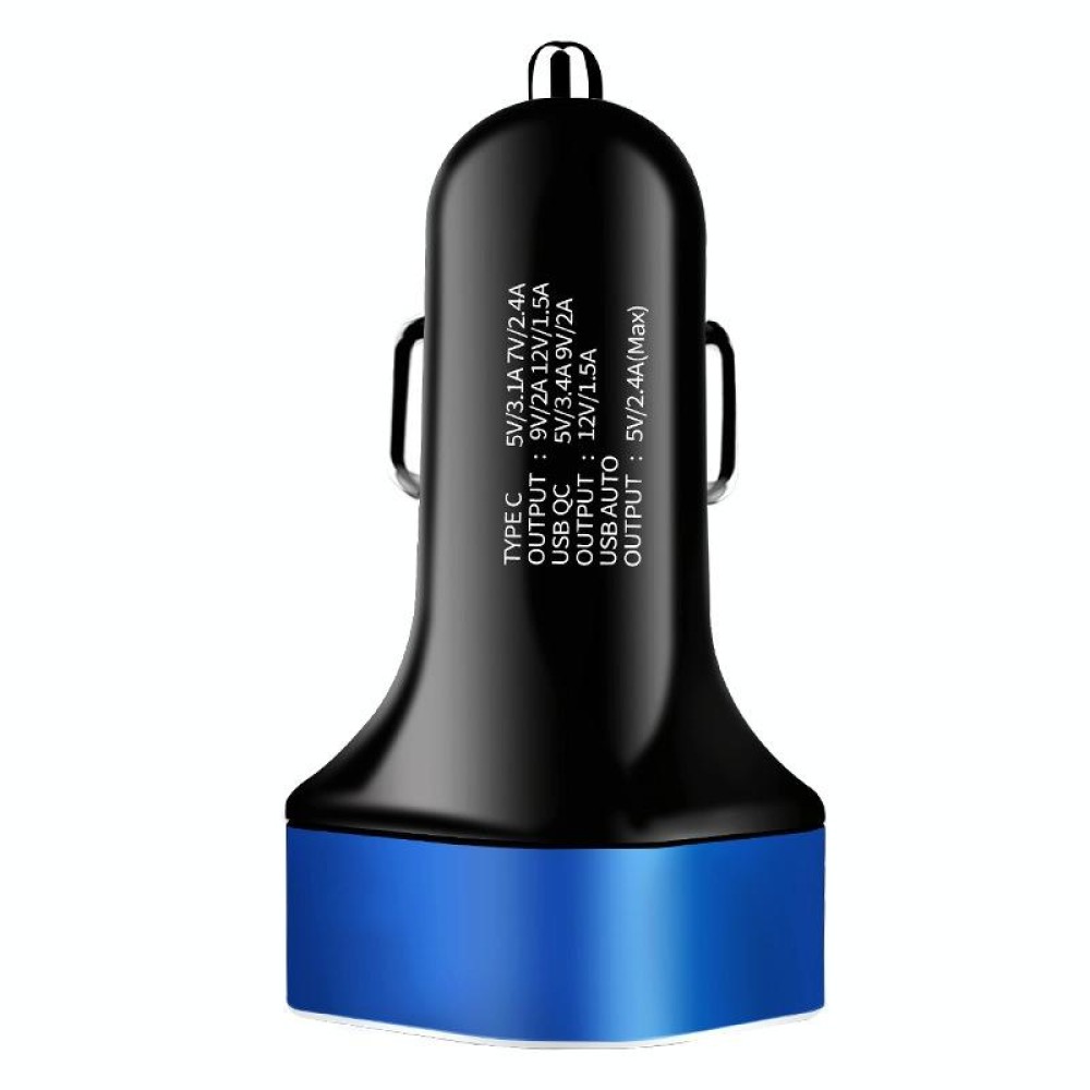 Digital Display PD+QC3.0+2.4A Car Charger TYPE-C Car Phone Charger(Sapphire Blue)