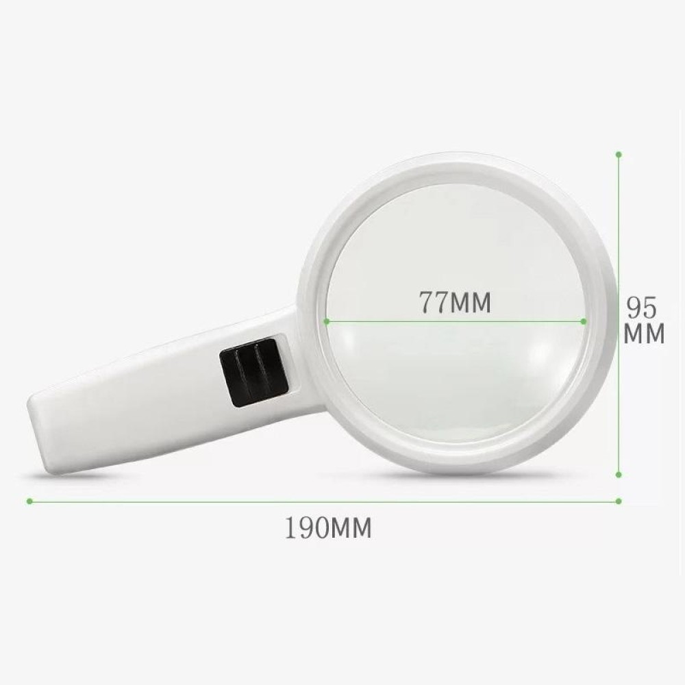 Handheld High-definition Lens with LED Light Reading and Maintenance Magnifying Glass for the Elderly, Style:95mm 10 Times